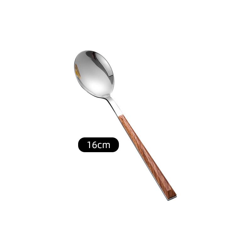 Ins tableware Internet celebrity 304 stainless steel knife and fork imitation wood grain handle steak knife and fork gift box set dessert spoon
