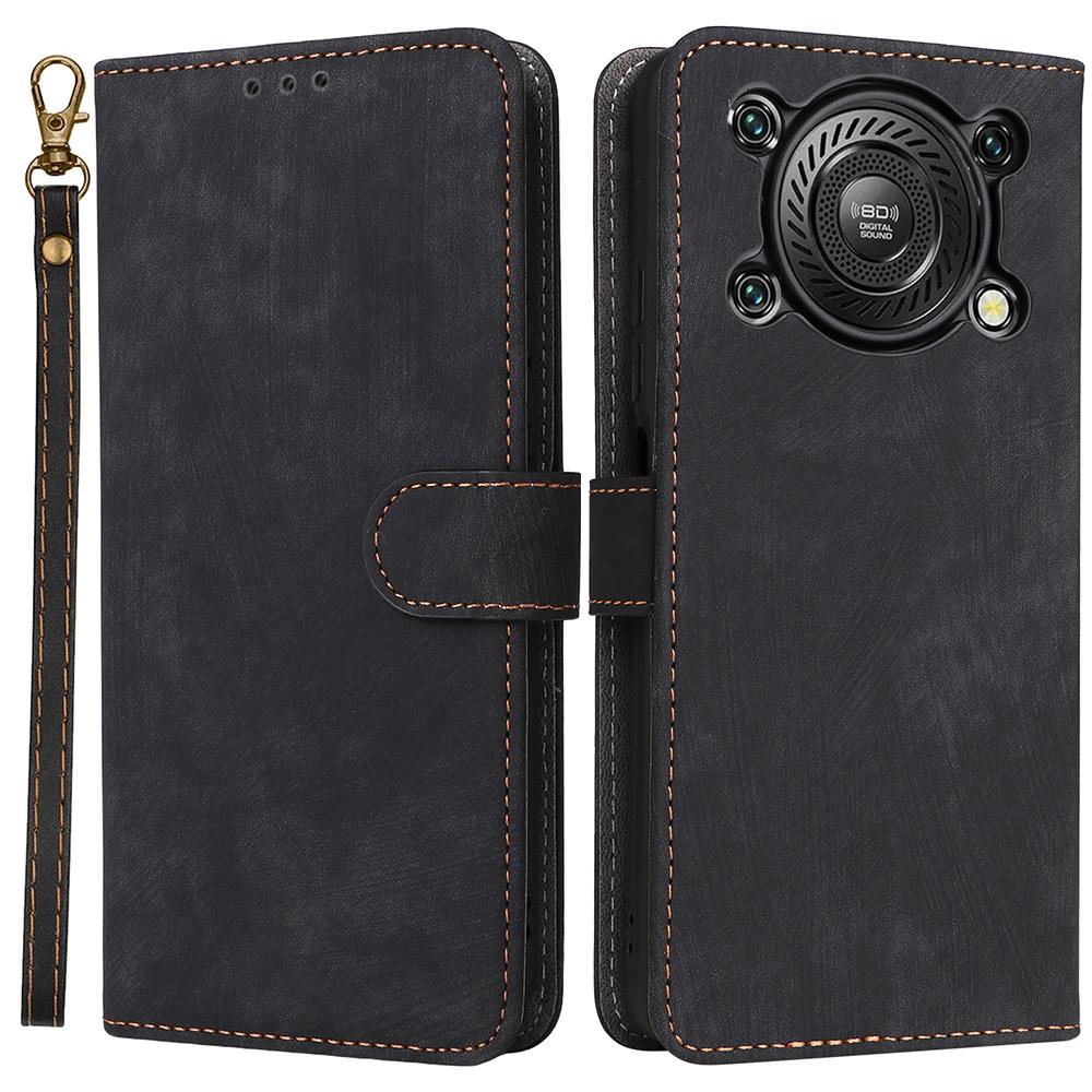 For Oukitel C60/C60 Pro Case Wallet RFID Blocking PU Leather Phone Cover Stand with Strap