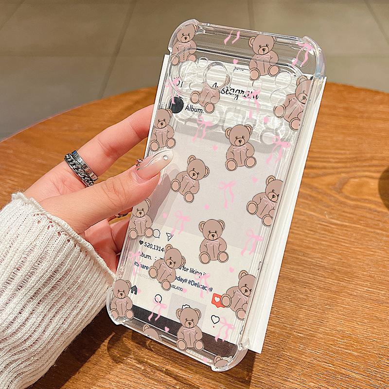 Bowknots Cherry Pattern Case For Google Pixel 9 Pro XL 9A Shockproof TPU Silicone Clear Soft Cover