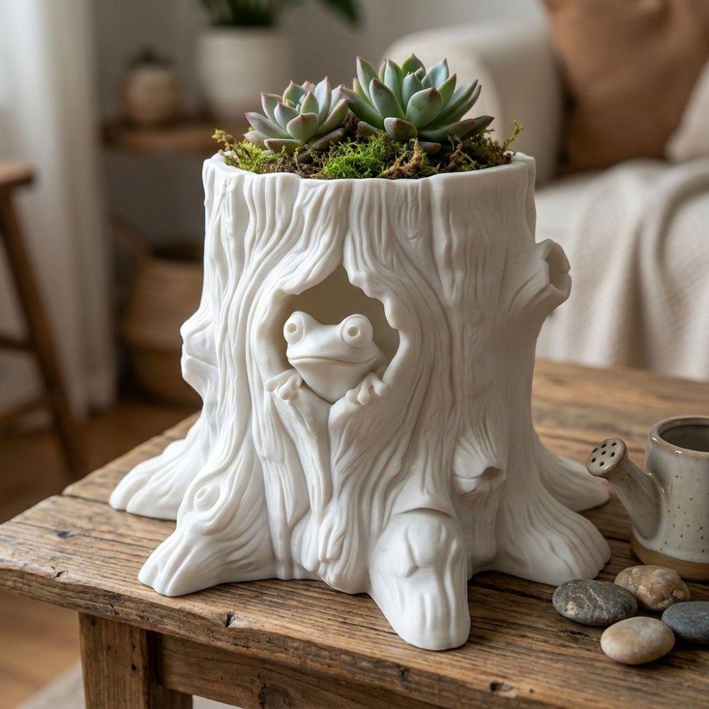 Decorative Frog Shaped Flowerpot 3D Printed Stump Potted Plant Pen Holder Desktop Organizer