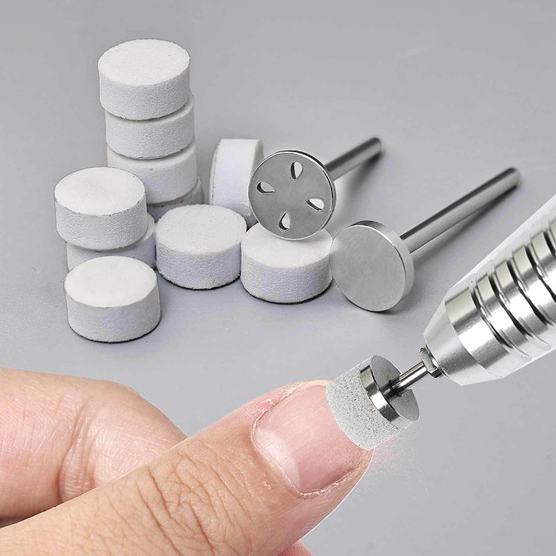 50Pcs 10 Mm Self-Adhesive Replaceable Sponge Buffing Pads Stainless Steel Disk For Pedicure Polish Accessories