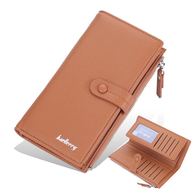 

Baellerry женские модные дизайнерские кошельки с держателем для карт, повседневный кошелек из искусственной кожи, кошельки на молнии с застежкой-молнией, кошелек 19*10*2.5cm коричневый