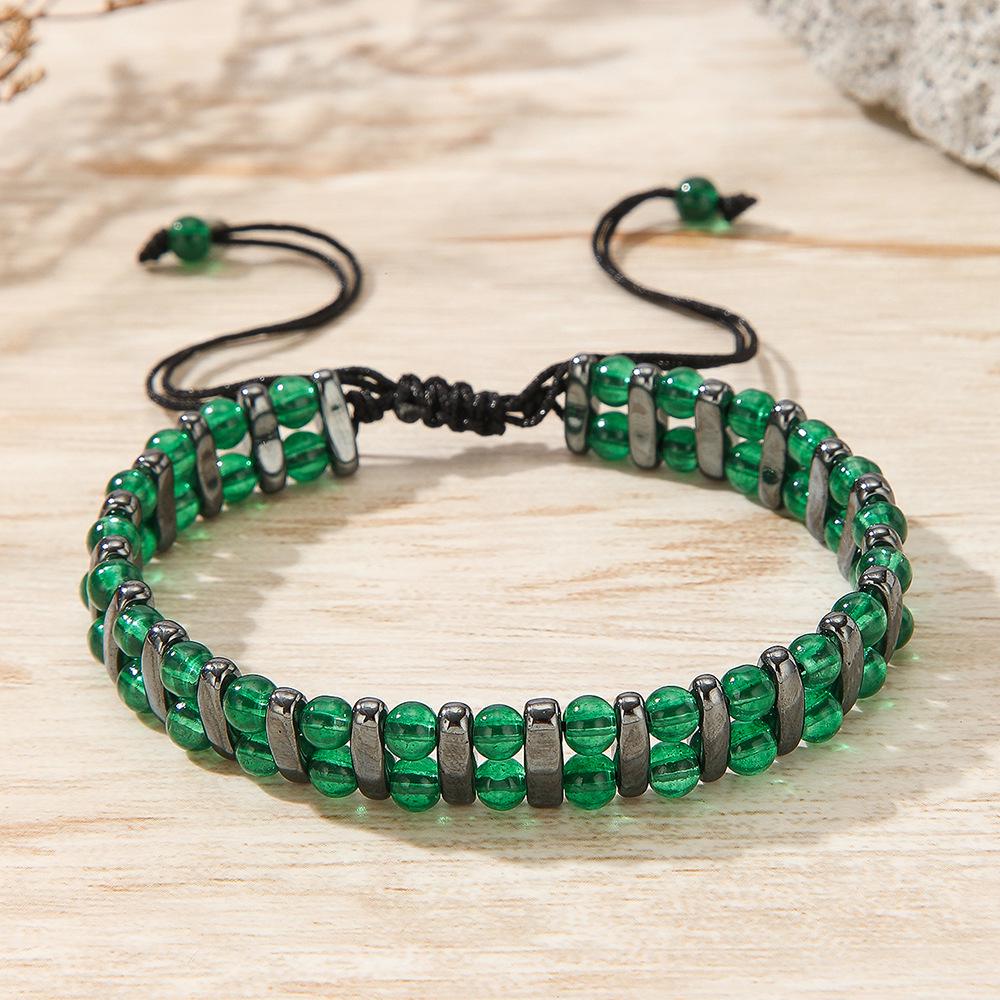 Pulsera elástica de hematita con cuentas de moda para hombre