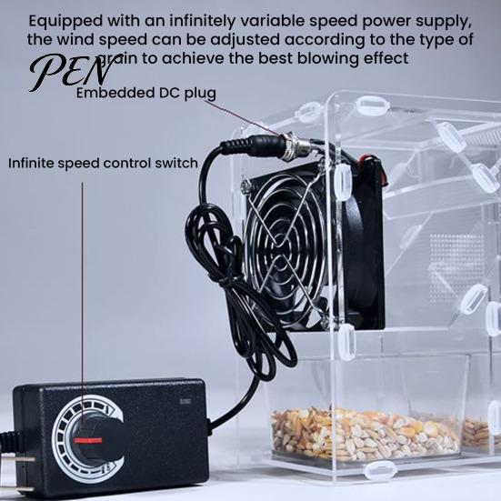Bird Seeds Debris Remover Grain Cleaner, Adjustable Speed Winnower Machine, Transparent Acrylic Small Winnowing Machine Shell Efficient Separation
