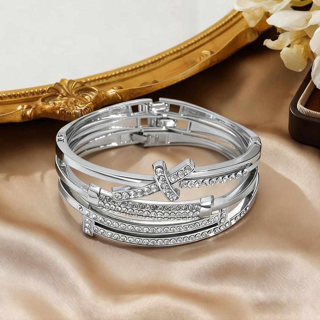 Diamond Nail Cross Round Snap Bracelet Geometric Bracelet