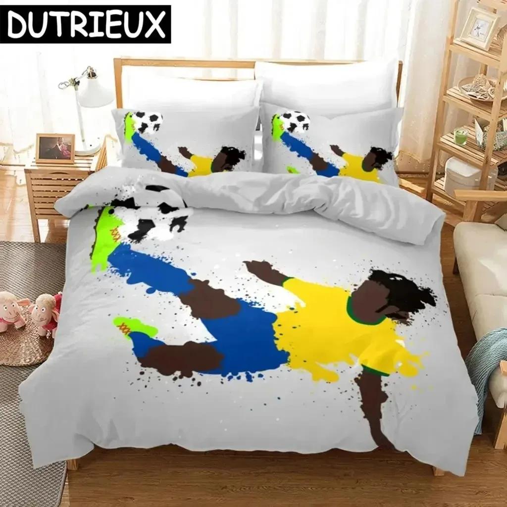 Football Duvet Cover Set Soccer Goal Soft Bedding Set Polyester Sports Competitive Theme Full Queen King Size Quilt Cover