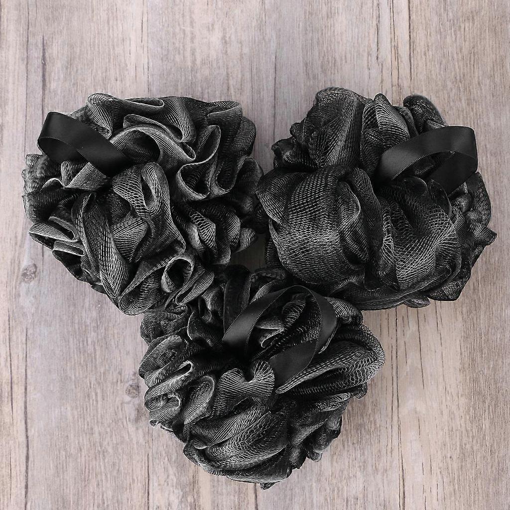 Mesh Pouf Bath Ball for Shower Cleaning 6Pcs Black Bath Sponge
