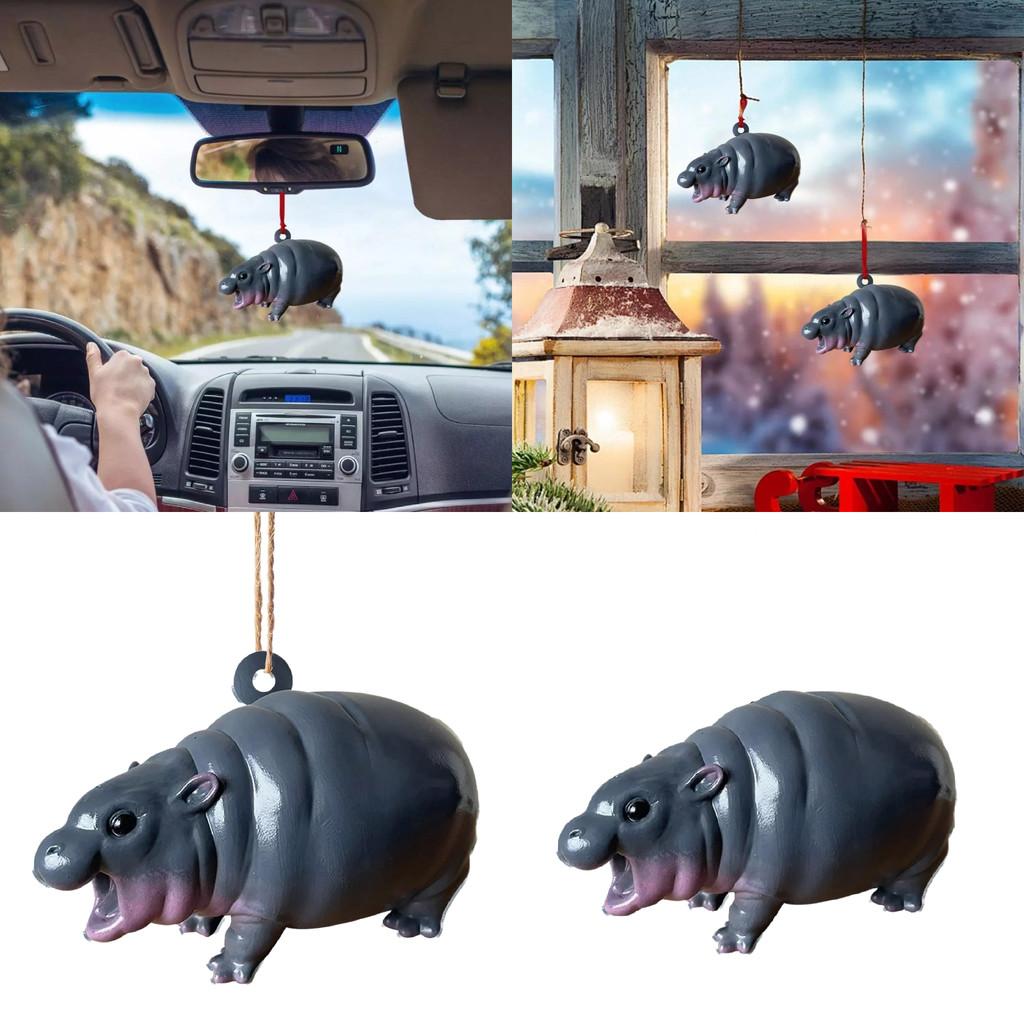 Hippo Christmas Moodeng Pendant Decoration Home Party Car Hanging Cute Ornament