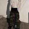 DRIPX Three Waisted Camouflage Cargo Pants for Men Streetwear Patchwork Baggy Jeans Wide Leg Casual Loose Denim Trousers Oversized