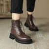 Autumn and Winter Women's Front Lace-up Knight Boots Medium Heel Thick Sole Large Size Women's Boots Square Heel Round Head Korean Version Solid