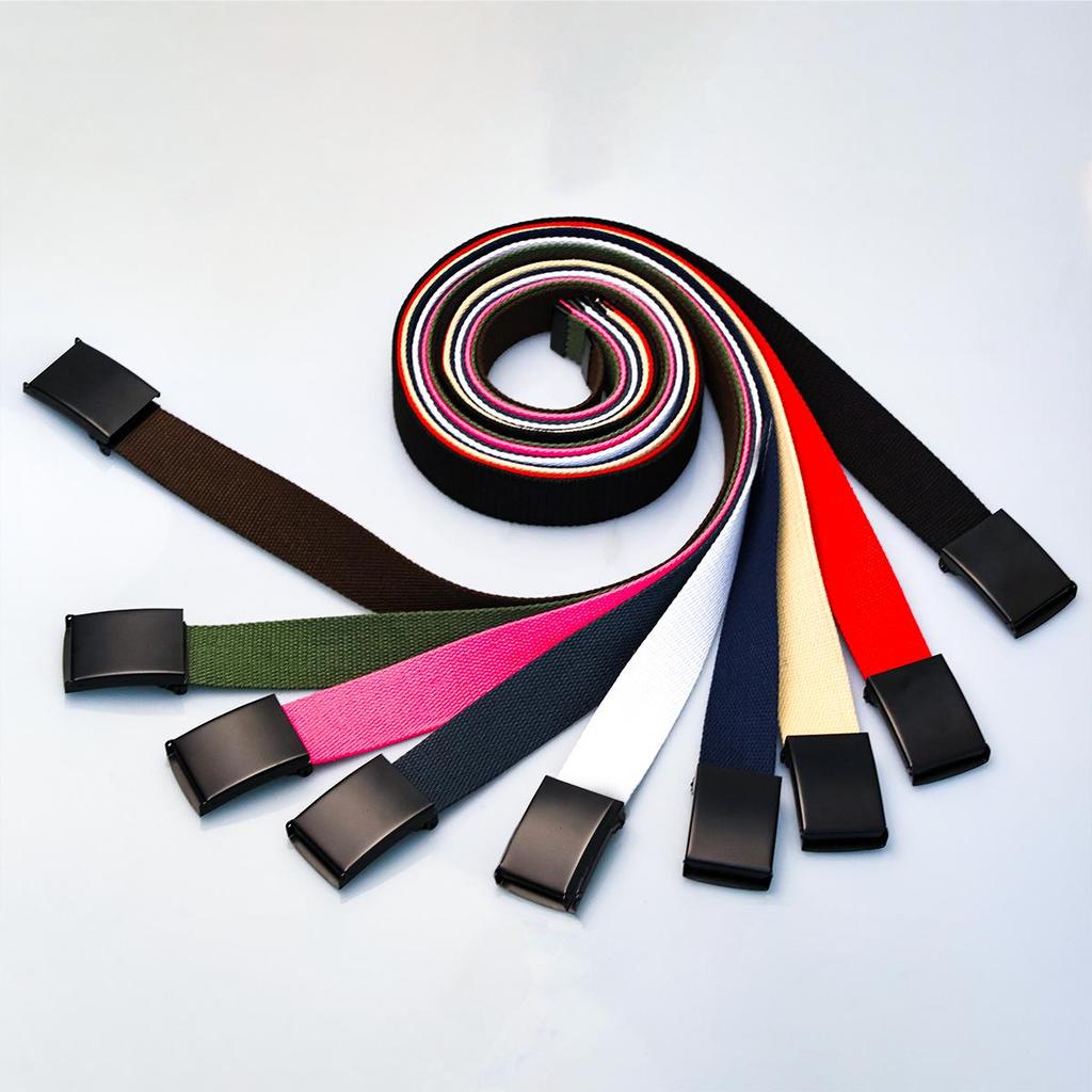 Unisex Canvas and Leather Woven Belt