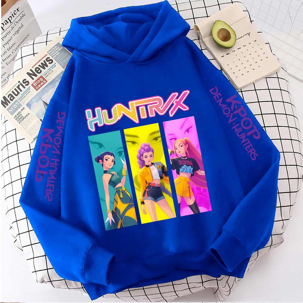 KPop Demon Girls Moda Sudadera Casual Película Nuevo Niños K-Pop Cazadores de Demonios Tops con Capucha Ropa para Niña Pequeña Sudadera con Capucha de Cazadores