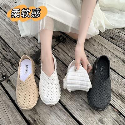 Vielseitige hohle gewebte Schuhe leichte weichsohlige atmungsaktive Netzschuhe 2025 Sommer neu vielseitige lässige Ein-Pedal-Faulenzerschuhe