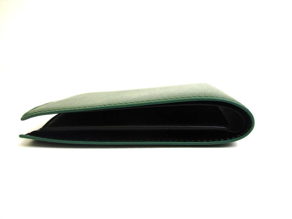 Authentic Salvatore Ferragamo Logo Green and Black Leather Bifold Wallet #a638 Open Box