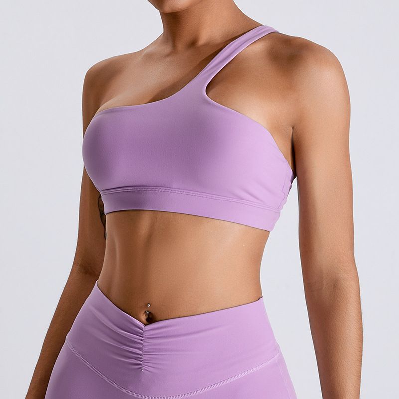 2024 New Arrival Oblique One Shoulder Sports Intimates Naked Women Sense Yoga Bra Quick-Drying Beauty Back Vest Beauty Back Workout Clothes Elastic
