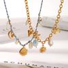 Stainless Steel Ocean Style Necklace with Seashell & Starfish Pendant for Women