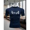 Men's Compression Shirt Quick Dry Navy Blue Gym T-Shirt Gothic Metal "STRONG" Print Workout Sportswear