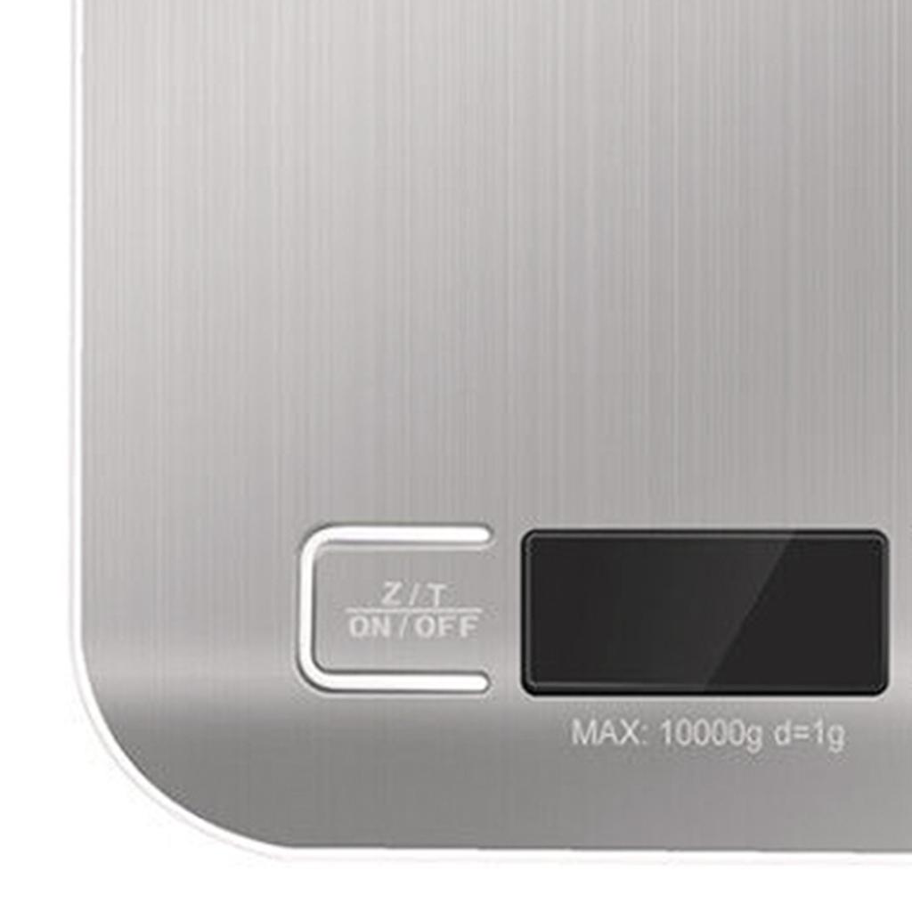 Kitchen Electronic Scale Metallic White LCD Display Waterproof Stainless Steel Cooking Scale for