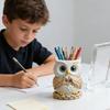 Niedlicher Eulenförmiger Harz-Stifthalter Schreibtisch-Organizer für Stifte Bürobedarf Entzückende Schreibtischdekoration Geschenk für Lehrer Schüler
