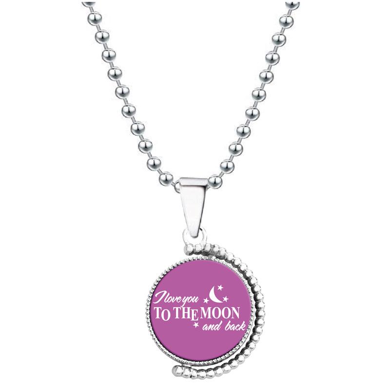 European & American Moon Pendant Necklace - Rotatable Engraving, Creative Christmas Gift, Titanium Steel.