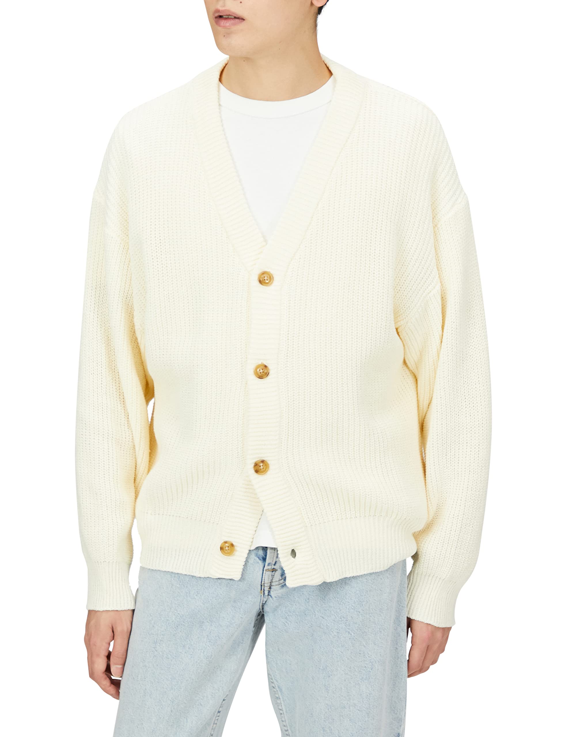 

Improves Men s High Bulky Ribbed Cardigan, Size 50360, White, Size M