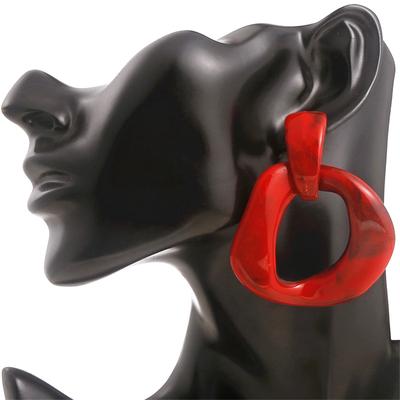Geometric Irregular Acrylic Resin Lock Drop Earrings for Women Statement Jewelry