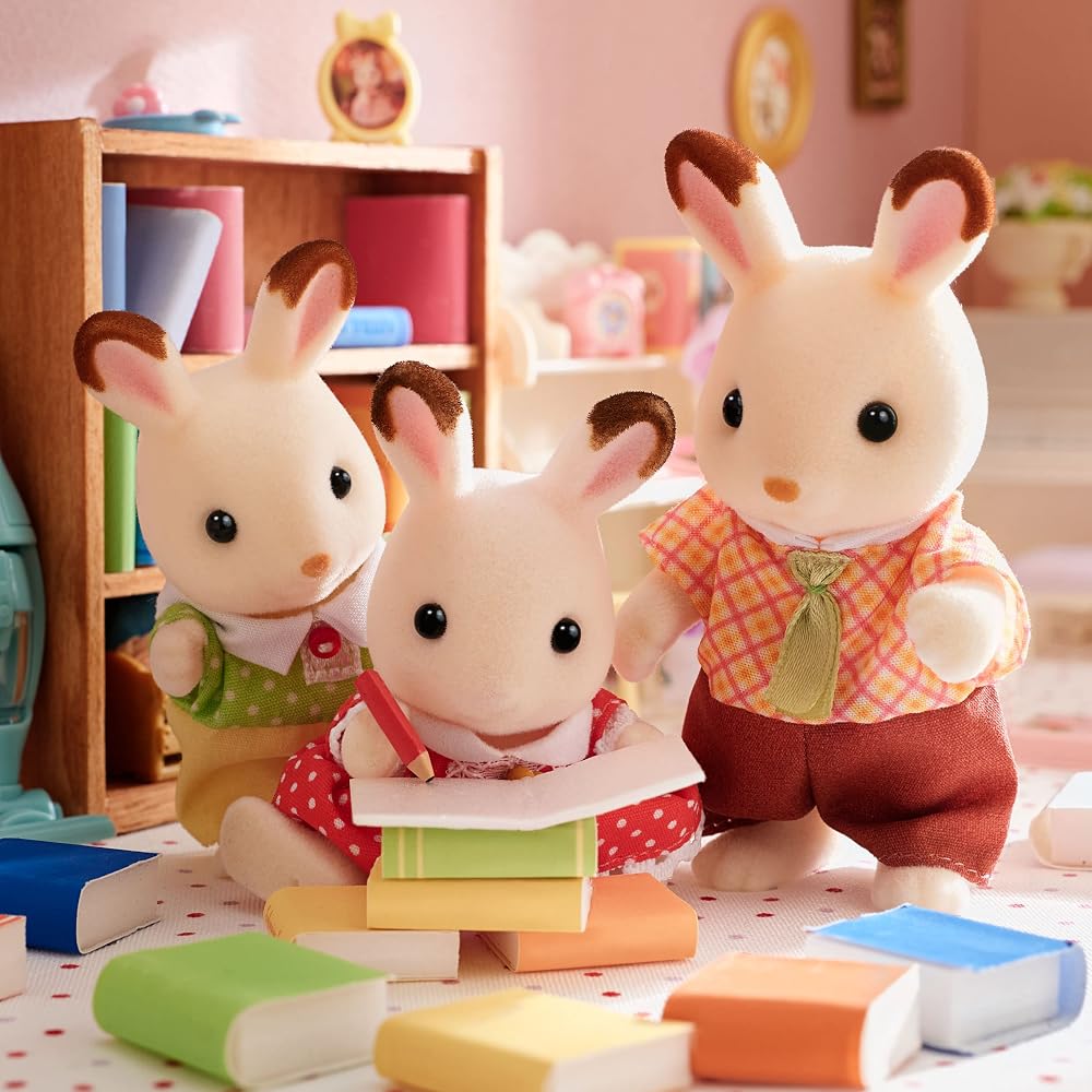 EPOCH Sylvanian Families Chocolat Rabbit Family Doll Set FS-46 Toy for Ages 3+