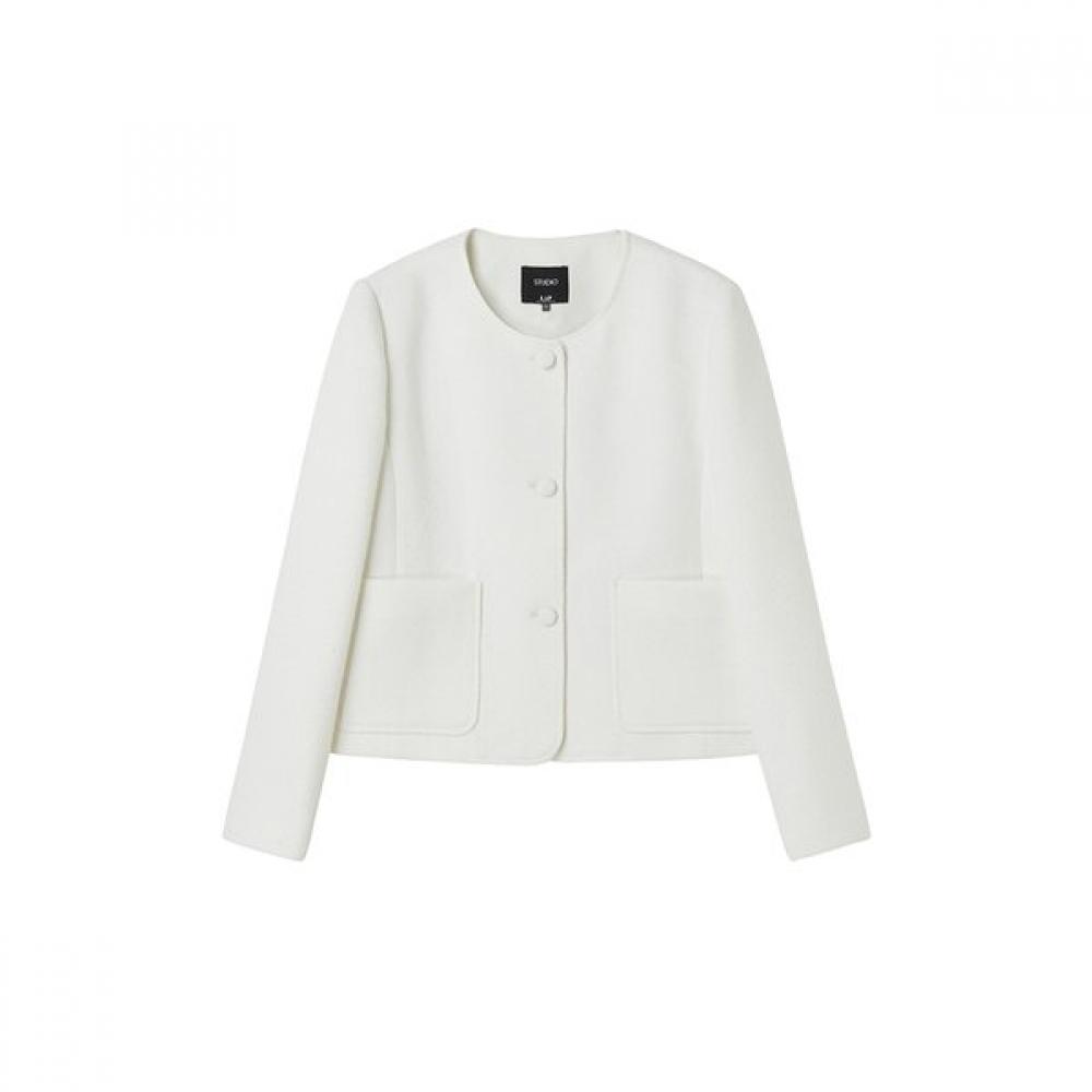 Lap Round Neck No Collar Tweed Jacket As1wj264 WH (white)/M