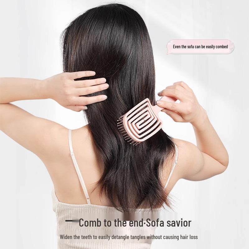 Cherry Blossom Pink Fluffy Large Curl Vent & Massage Hair Brush for Women