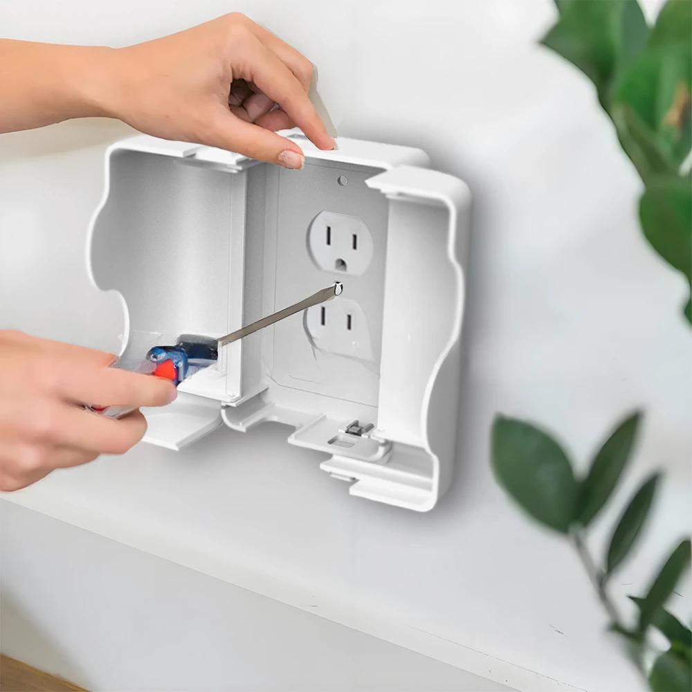 Safe Outlet Cover Dual Door Fits Oversized Plugs Adapters Childproof Electrical Socket Protector Proofing Home Safety Essential