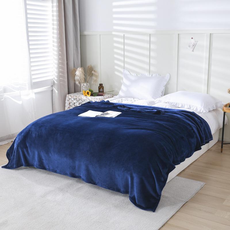 Solid Color Flannel Blanket Office Air Conditioning Soft Warm Imitation Mink Fur Throw Sofa Cover Bedspread Airplane Blankets