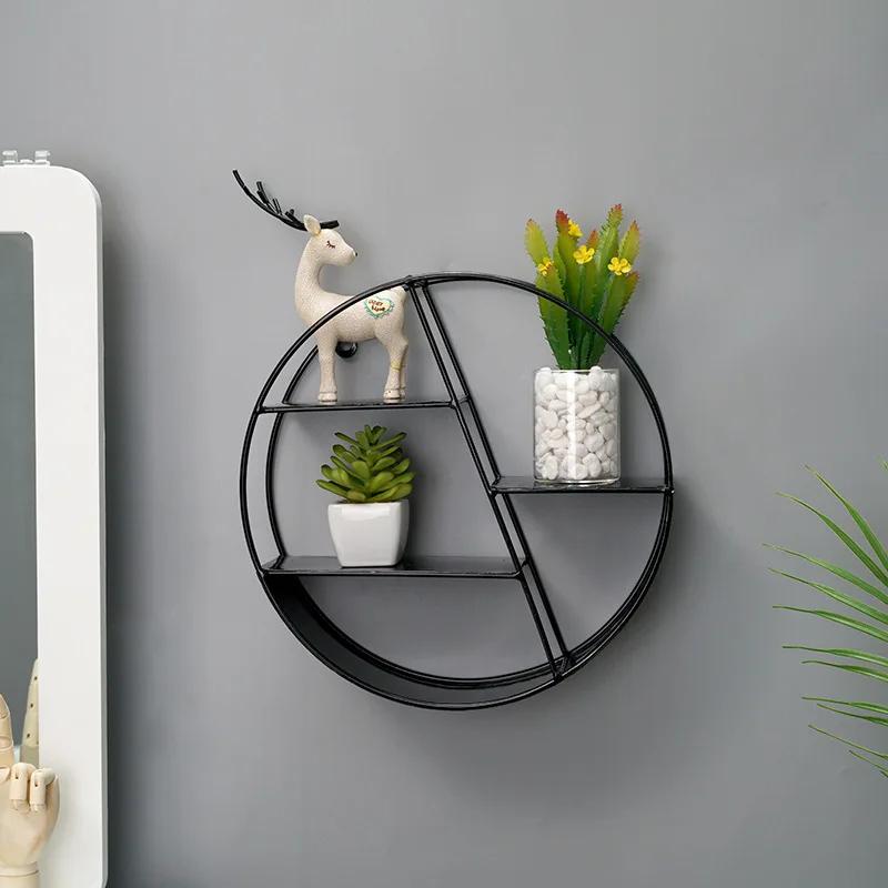 Wall Mounted Floating Shelves Decorative Shelves Circular Storage Rack Creative Plant Flower Pot Tray Nordic Home Decoration