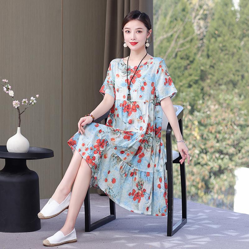 chinese dress ladies Casual Loose Denim Midi Dress main image 0