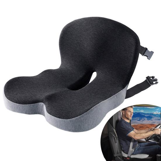 Truck Driver Seat Cushion Memory Foam Back Cushion with Adjustable Strap Ergonomic