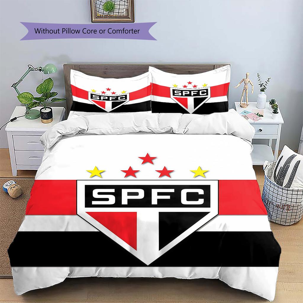 Sao Paulo FC3 Pattern Bedding Quilt Set  Home Decoration  Gift (1 * Duvet Cover + 2 * Pillowcase  Without Core)