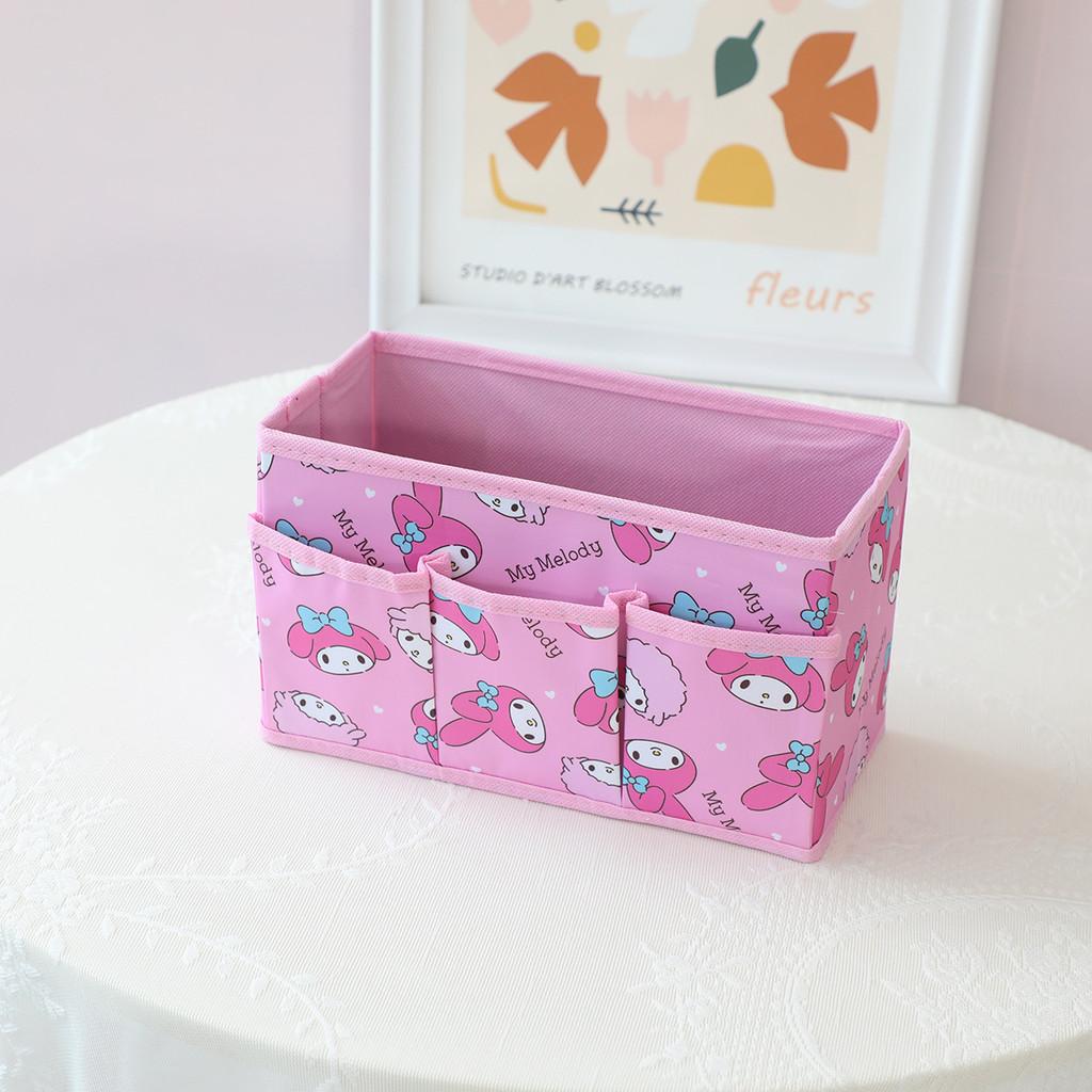 Hello Kitty Kuromi Cinnamoroll Melody Party Theme Foldable Multi Pocket Storage Box For Bedroom Or Desk Storage
