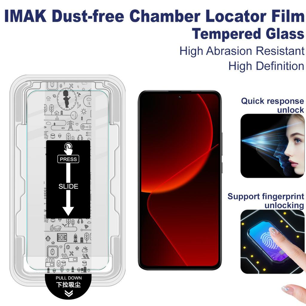 Seria IMAK H Dla Xiaomi 13T/13T Pro Szkło Hartowane Ochraniacz Ekranu Film Do Instalacji Bez Pyłu (Odblokuj odcisk palca)