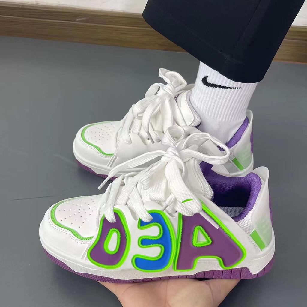 New Student Casual Alphabet Niche Low-top Board Shoes Trendy Korean Version Versatile Flat-bottomed Color Matching Sports Shoes Women's Autumn