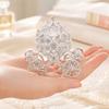 Silver Carriage Jewelry Box with Ring Holder and Accessory Storage Box, Vintage Rhinestone Style Decorative Storage Box Suitable for Rings, Earrings,