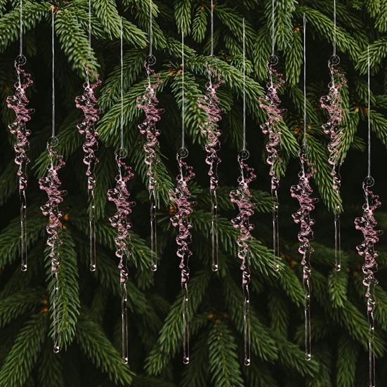 12 Pcs Crystal Christmas Icicle Ornaments for Tree Hanging Clear Acrylic Icicles