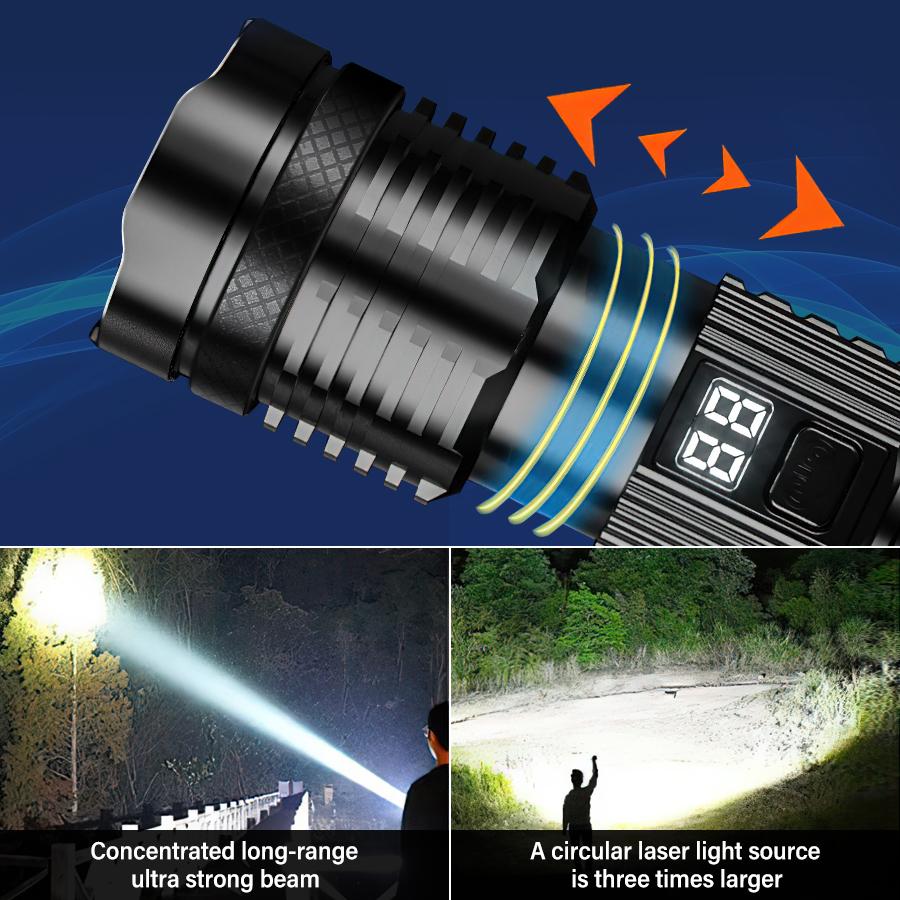 Powerful LED Flashlight With Built-in 18650 Battery Usb Rechargeable Torch 5 Lighting Modes Outdoor Emergency Camping Lantern
