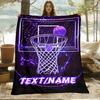 Customized Name Purple Basketball Flannel Blanket, Suitable for Sofas, Beds, Birthdays, Children, Friends, and Gifts