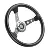 14in 350mm Universal Aluminum PU Leather Car Sport Racing Drift Steering Wheel Silver