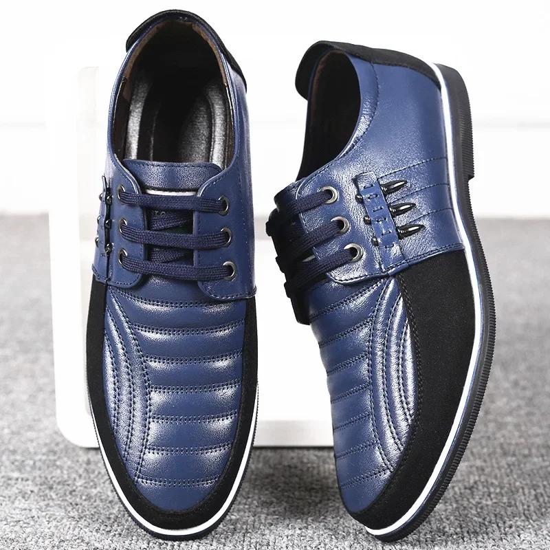 Men Casual Shoes Fashion Brand Classic Casual Men Pu Leather Shoes Black Hot Sale Breathable Business Lace-Up Men Shoes Big Size