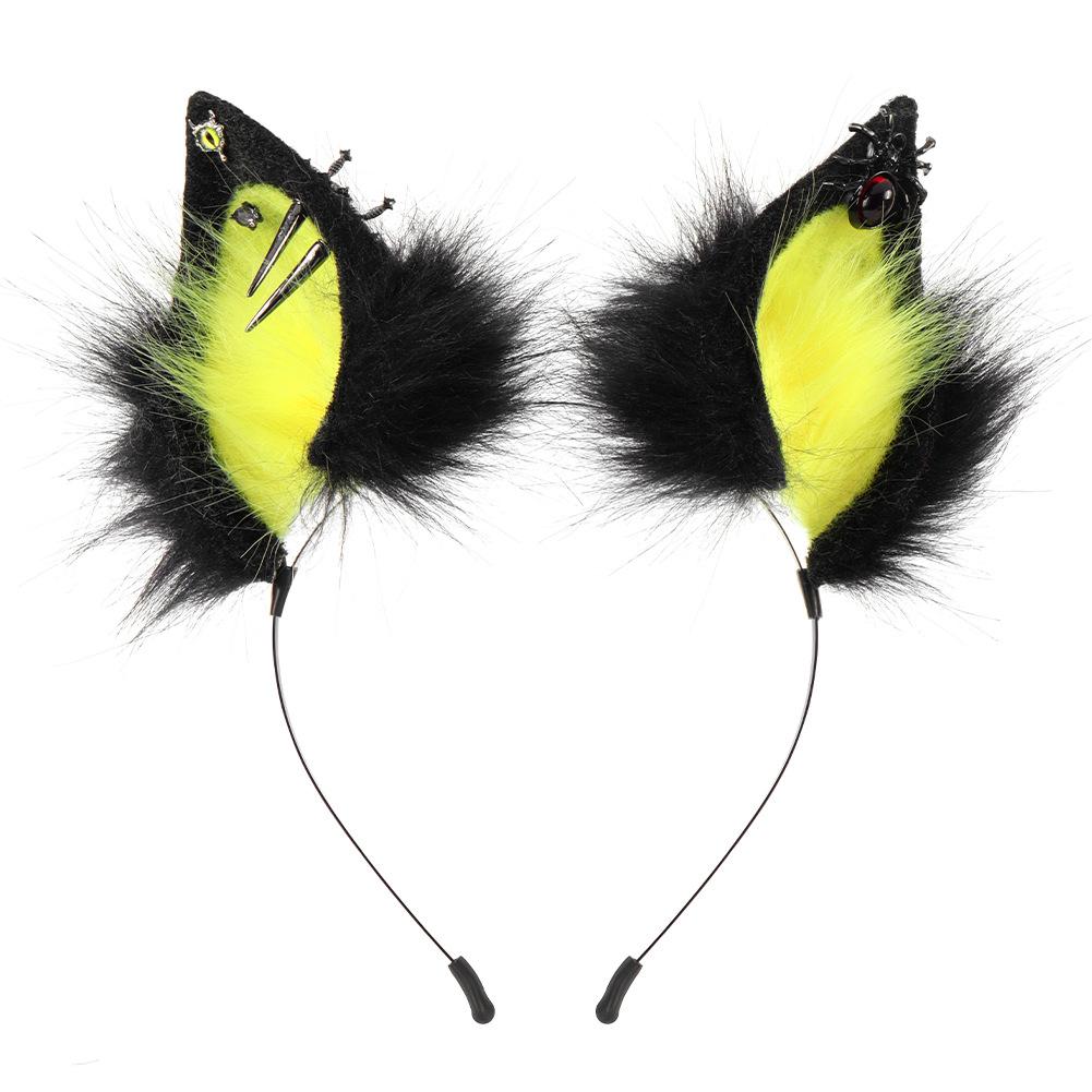 Simulated Fox Ears Cosplay Plush Animal Ear Headband Halloween Dark Spider Cat Ear Headband Hair Accessory