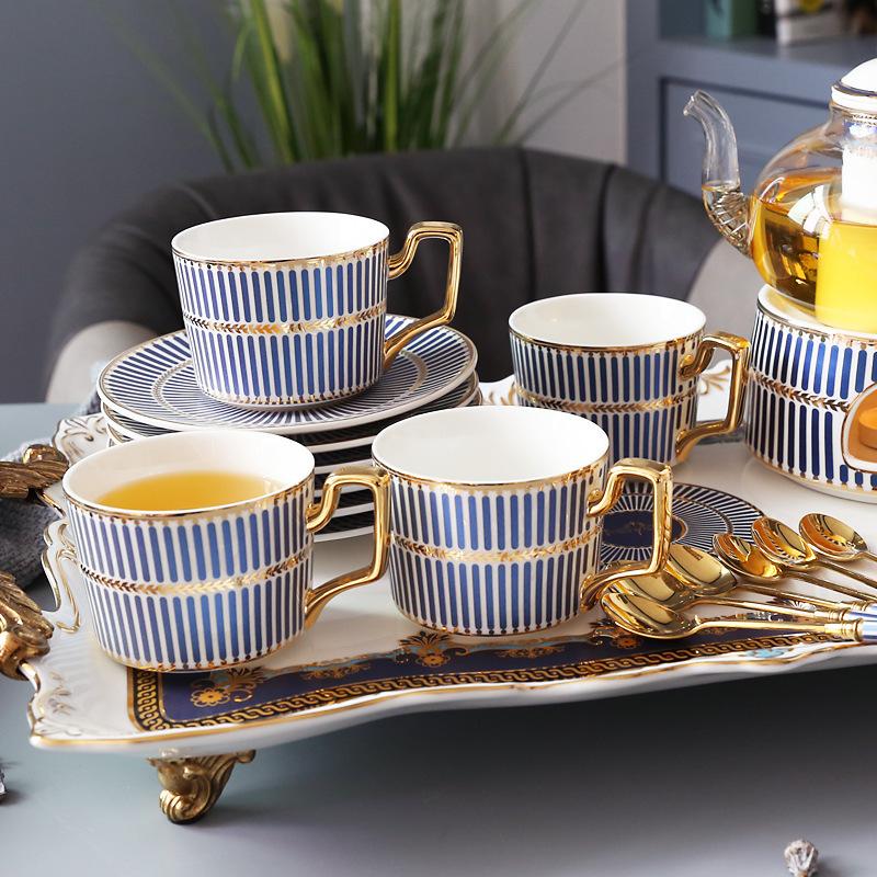 Household Flower Teapot Set, Glass Boiled Fruit Teapot, Ceramic Afternoon Tea Flower Fruit Teacup Tea Set, Candle Heating