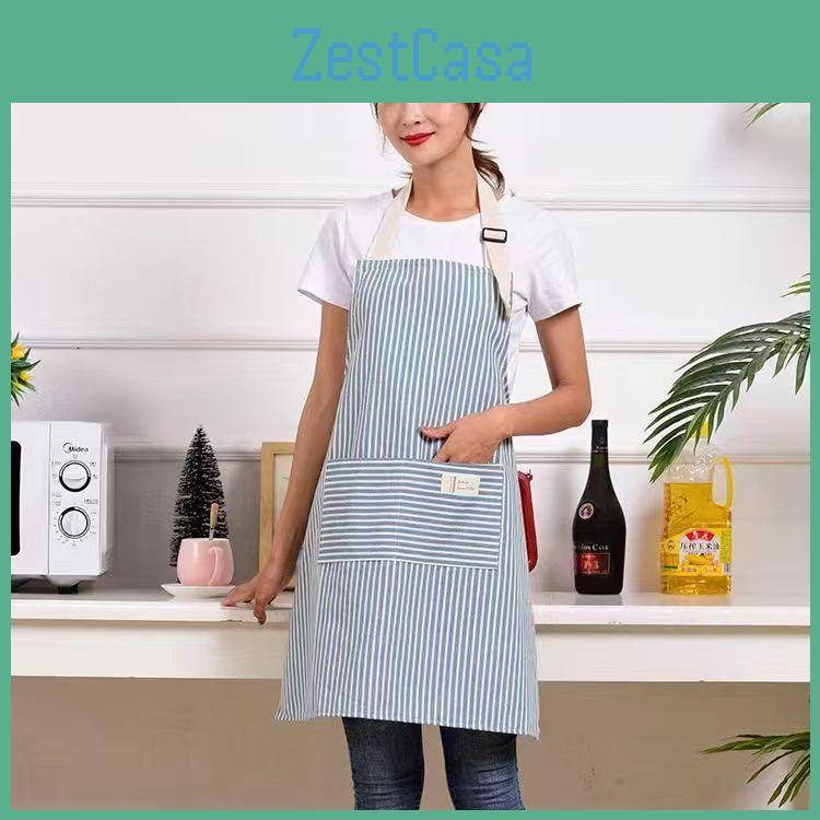 Cotton Striped Linen Apron Household Tasks Breathable Kitchens Apron Dining