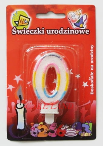 Świeczka Urodzinowa Cyfra "0" - Tęcza Z Obwódką