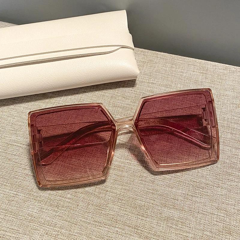 New Vintage Large Frame Sunglasses Women'S Brand Designer Square Sun Glasses Women Travel Fashion Eyewear Uv400