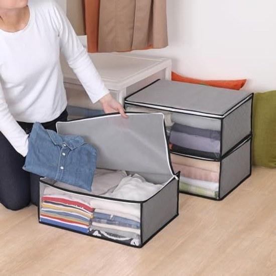 Astro Activated Charcoal Deodorizing Clothing Storage Case Set 3 Gray Power Breathable Non-Woven Fabric Protects Contents from Dust Dirt Transparent